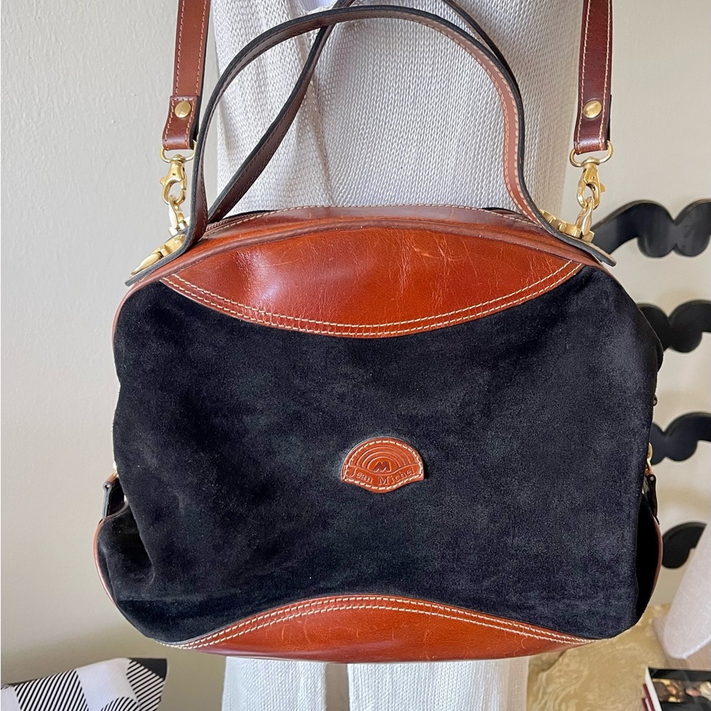 JEAN MICHEL | Top Handles Leather Vintage Bag w/ Removable Crossbody Strap
